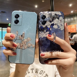 Ready Stock Casing OPPO A77 5G A57 A96 A76 4G 2022 เคส Phone Case Shining Flower Pattern All Inclusive Soft Cover with Finger Ring Stand เคสโทรศัพท