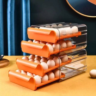 ลิ้นชักเก็บไข่ไก่ Egg Storage Box กล่องเก็บไข่ ที่ใส่ไข่ในตู้เย็น 2ชั้น 32ช่อง ลิ้นชักเก็บไข่ไก่