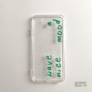 (พร้อมส่ง) guuuay.studio - HANM guuuay’s green typo jelly case เคสใส ซิลิโคนนิ่ม สกรีนtypoสีเขียว