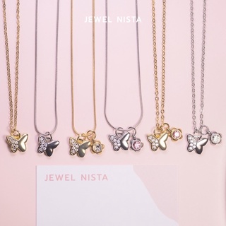 shiny daisy butterfly necklace สร้อยคอจี้ผีเสื้อและเดซี่