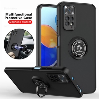 Matte Camera Shockproof Case For Xiaomi Redmi Note 11 Pro 5G Redme Note11 11S 4G 11Pro Plus Car Magnetic Ring Stand Cover Fundas