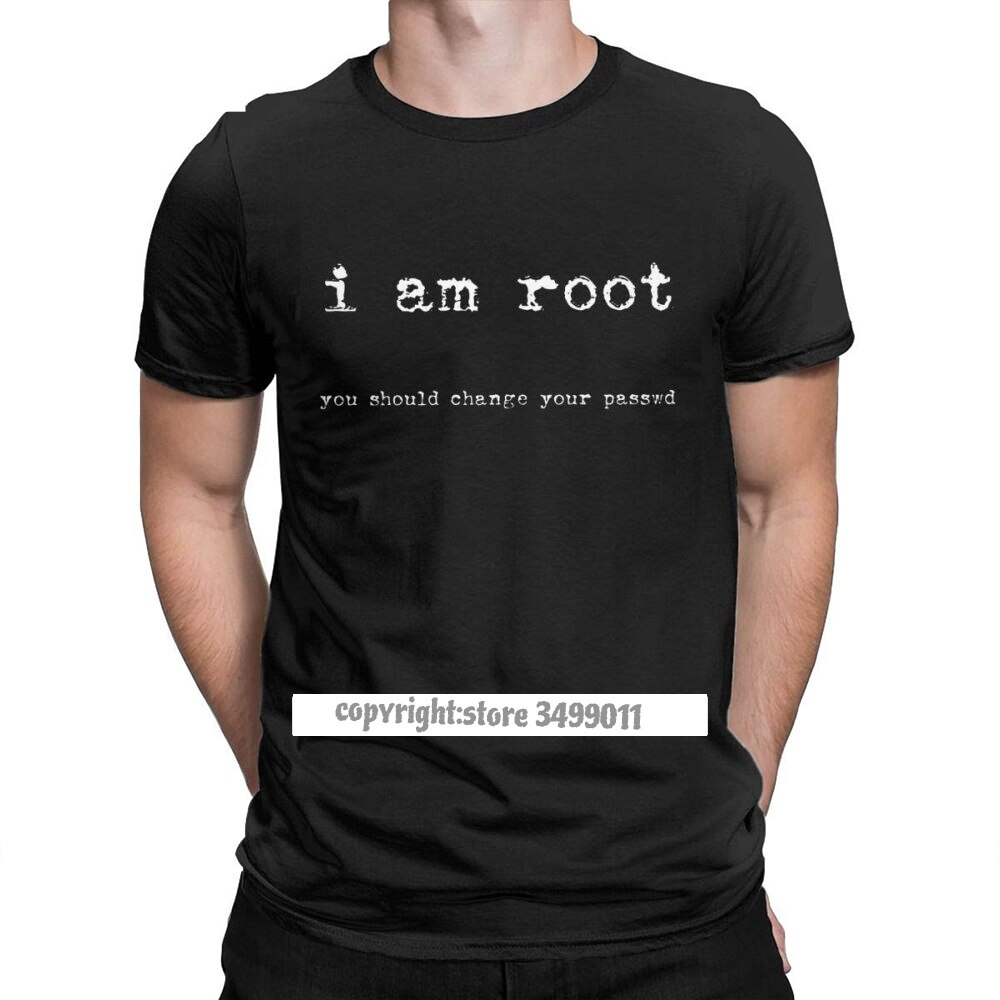 เสื้อยืดลําลอง ผ้าฝ้าย แขนสั้น คอกลม พิมพ์ลายกราฟฟิค I Am Root Novelty Ubuntu Command Line Linux Uni