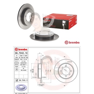 08 7042 11 จานเบรค ล้อ R (ยี่ห้อ BREMBO) รุ่น UV VOLVO S40 V40 ปี1995-2004