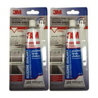 ﻿3M กาวซิลิโคน กาว 3m ซิลิโคนไร้กรด กันเชื้อรา 60 มล. (สีขาว) x 2 อัน