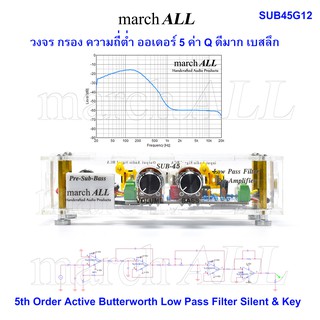 march ALL SUB45 G12 ชุดสำเร็จ เคสใส ปรี ซับเบส ใช้ไฟ DC 12V ได้ เป็น ปรี เสียงทุ้ม ใช้ได้ กับทุกแอมป์ บอร์ดไดร์ 741