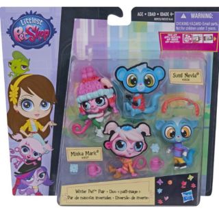 Littlest Pet Shop Winter Pet Pair Duo Minka Mark and Sunil Nevla LPS