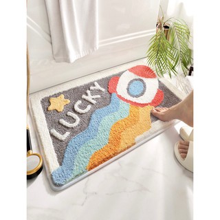 พรมเช็ดเท้า พรมห้องน้ำ พรมขนนุ่ม ลายlucky space
