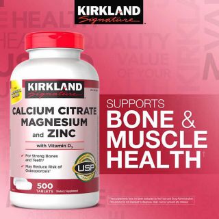 Kirkland Signature™ Calcium Citrate 500mg, Vitamin D3, Magnesium, Zinc 500Tablets