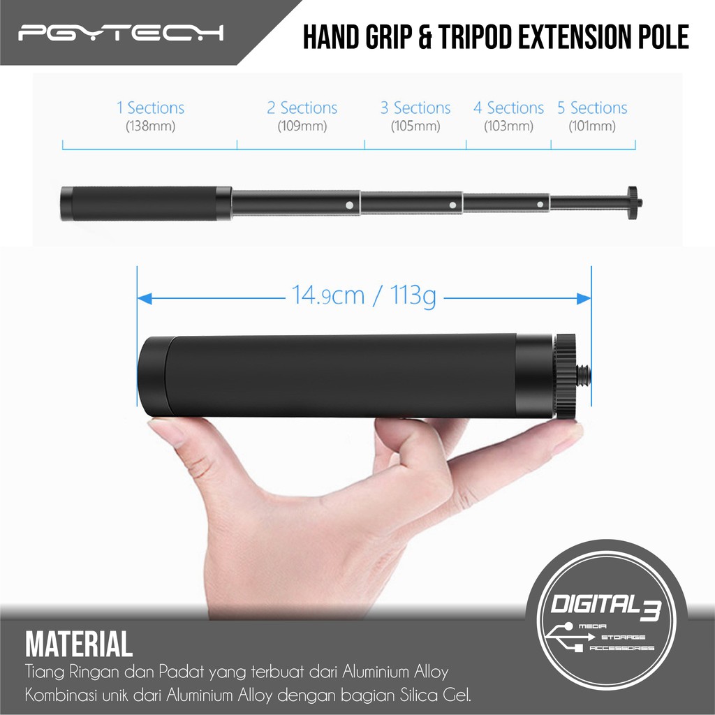 PGYTECH Hand Grip & เสาขยายขาตั้งกล้อง Action Cam
