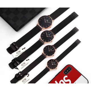 Daniel Wellington DW00100202 ,,Classic Petite Ashfield 28/32/36/40mm Strap Silver Case Black Dial U-133