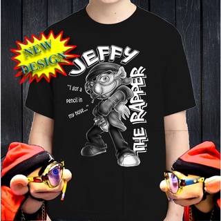 เสื้อยืดวินเทจเสื้อยืด ผ้าฝ้าย พิมพ์ลาย Jeffy the Rapper Super Logan Jeffy FOpjba46PEdpon45 สีดําS-5XL