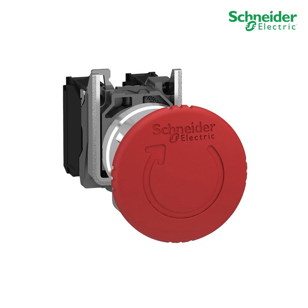 Schneider สวิตซ์ปุ่มหัวเห็ด ปุ่มฉุกเฉินแบบหมุนเด้งกลับ,สีแดงวัสดุตัวฐานอลูมิเนียมXB4BS8442 | PlugOn