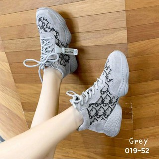 019-52 รองเท้าผ้าใบหุ้มข้อ ผ้าทอลายใส่ออกมาน่ารักมาก