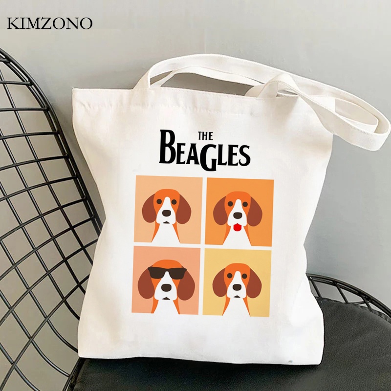 Beagle กระเป๋าช้อปปิ้ง ผ้าฝ้าย เป็นมิตรกับสิ่งแวดล้อม สําหรับช้อปปิ้ง