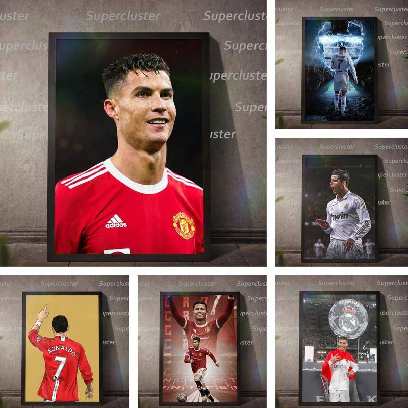 Cristiano Ronaldo CR7 ภาพวาดผ้าใบ รูปนักฟุตบอล สําหรับตกแต่งผนังบ้าน