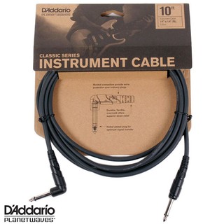 DAddario® สายแจ็คกีตาร์ 3 เมตร อย่างดี แบบหัวตรง/หัวงอ รุ่น Classic Series Instrument Cable PW-CGTRA-10