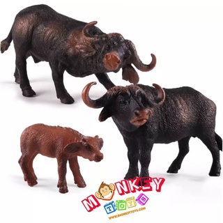 Monkey Toys - โมเดลสัตว์ ควายป่า พ่อแม่ลูก ชุด 3 ตัว (จากหาดใหญ่)