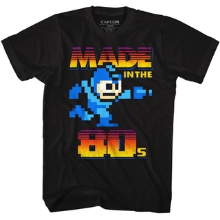 เสื้อยืด Megaman บุรุษ Capcom ทําใน 80S เกมทีผ้าฝ้ายสีดํา Sm 5Xl