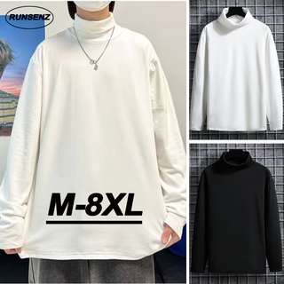 เสื้อยืดแขนยาว คอเต่า ขนาดใหญ่ แบบเรียบ สําหรับผู้ชาย ไซซ์ M - 8XL