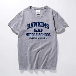 [S-5XL] เสื้อยืด ผ้าฝ้าย พิมพ์ลาย STRANGER THINGS Hawkins High Schools สําหรับผู้ชาย 2022