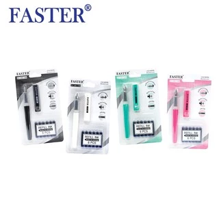 FASTER (ฟาสเตอร์) ปากกาหมึกซึม หมึกน้ำเงิน ปากกาหัวไฟน์ ปากกาคัดลายมือ Calligraphy รหัส CF100