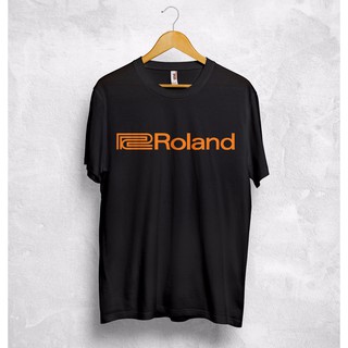 เสื้อยืดผ้าฝ้ายพิมพ์ลายโลโก้ Roland โลโก้สำหรับผู้ชาย