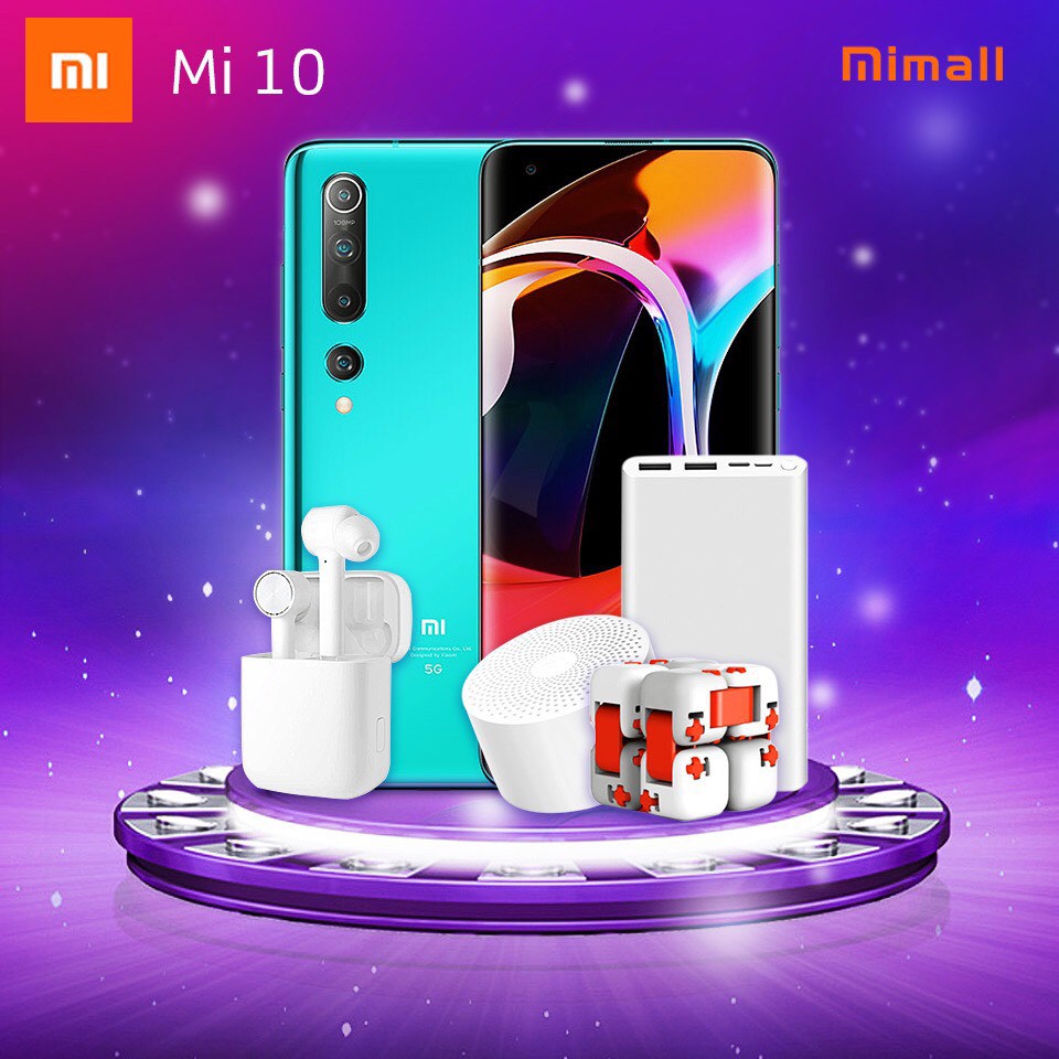 Xiaomi Mi 10 EU (8+256 GB) รองรับ 5G (ฟรี4 Mi Air dot pro+Powerbank+bluetooth Speaker+cube) รับประกันศูนย์ 15 เดือน
