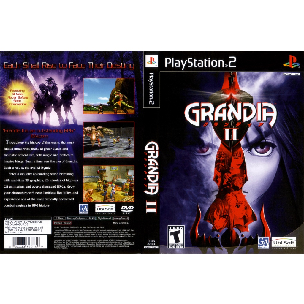 แผ่นเกมส์ PS2 Grandia II คุณภาพ ส่งไว (DVD)
