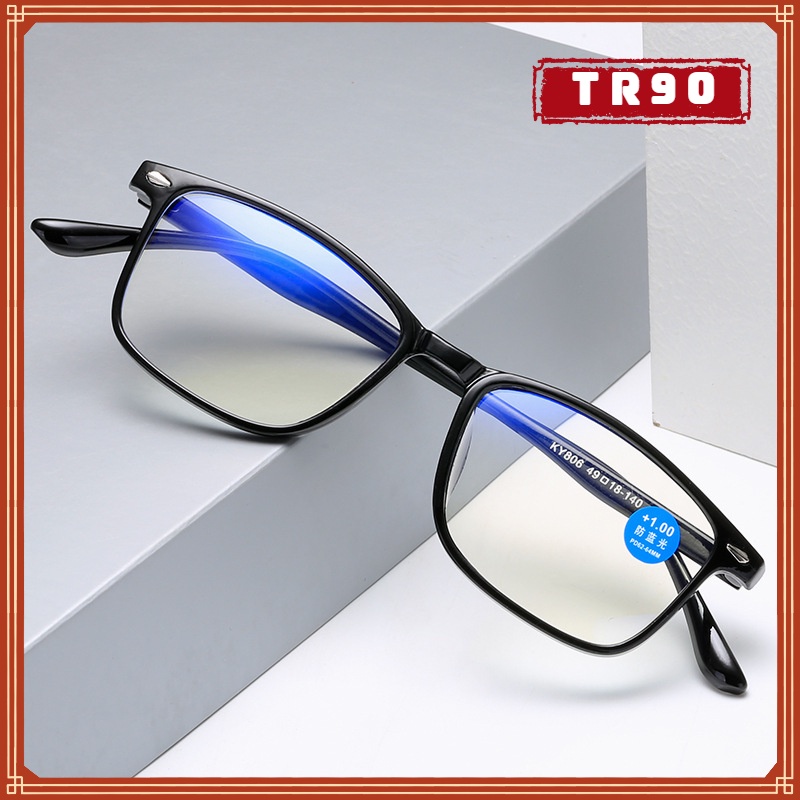 Ultra Light TR90 Anti-blue แว่นตา Vintage แบบพกพา HD ซูมแว่นตา Presbyopic (+100-+400