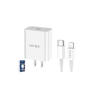 ใหม่ชุดชาร์จและหัวชาร์จ OUKU Q8 สาย Type-C to Lightning ชาร์จเร็วด้วย PD20W ใช้ได้กับไอโฟนทุกรุ่น สินค้าเเท้มีประกัน