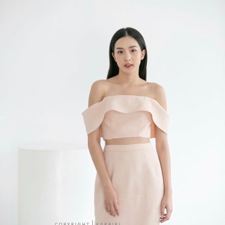 [New]Crop top brand Kabini size S สีนู๊ดอมชมพู ใหม่ป้ายห้อย