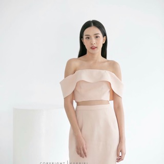 [New]Crop top brand Kabini size S สีนู๊ดอมชมพู ใหม่ป้ายห้อย