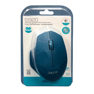 MOUSE เมาส์ oker   bluetooth &amp; สัญญาณไร้สาย 4.2G double channels wireless mouse เซนเซอร์1600 DPI ระยะไร้สาย 20 เมตร