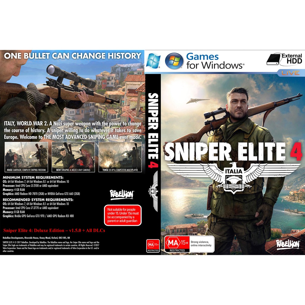Sniper Elite 4 : เกมพีซี Deluxe Edition Offline [Pendrive INSTALLATION]