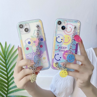 OPPO Reno 7 6 5 4 2 Z F Pro Reno7 Z Reno6 Reno5 Reno4 4G 5G A76 A16 A74 A95 A54 A73 A15 A15S A53 A33 A52 A72 A92 A31 A3S A5 A12E Straight Edge Fine Hole Sweet Cool Metal Chain Colorful Flowers Smiley Clear Tpu Shockproof Soft Phone Case 1CES 29
