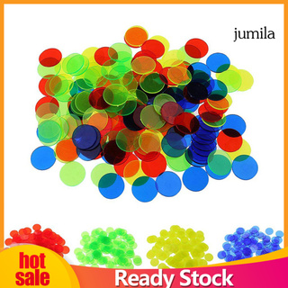 100Pcs 19mm Bingo Chips Transparent Color Counting Math Game Counters Markers