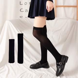 ถุงเท้าเหนือเข่า ถุงน่อง สีพื้น สไตล์ญี่ปุ่นแฟชั่น แนวนักเรียนญี่ปุ่น