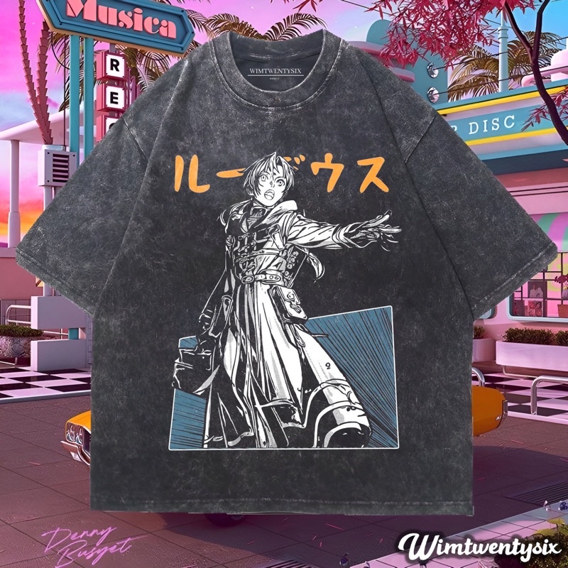RUDEUS WASHING VINTAGE TEE ANIME เสื้อยืด (OVERSIZE WASHED T-SHIRT)