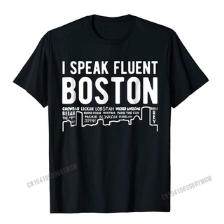 [S-5XL]เสื้อยืดลําลอง แขนสั้น พิมพ์ลาย I Speak Fluent Boston สําหรับผู้ชาย