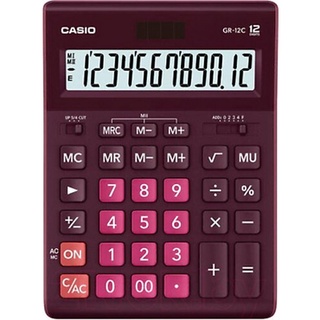 GR-12C-WR สีแดง เครื่องคิดเลข Casio 12 หลัก ของแท้ ของใหม่ ประกันศูนย์