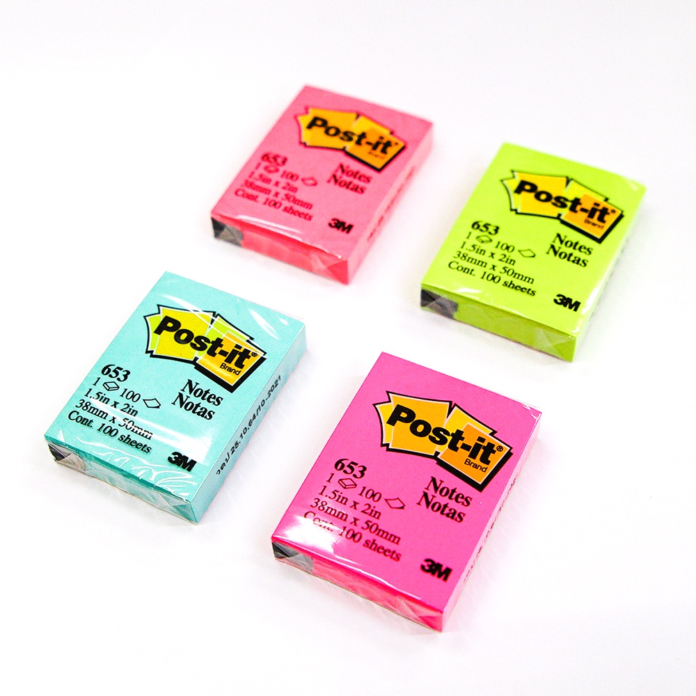 Post it note 3M No.653 (1.5x2 นิ้ว) สีนีออน โพสท์อิท กระดาษโพสท์อิท กระดาษโน๊ต กระดาษโน๊ตชนิดมีกาวในตัว *คละสี*