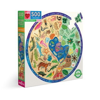 eeBoo Biodiversity 500 Piece Round Puzzle - จิ๊กซอว์รูปความหลากหลายทางชีวภาพแบบ 500 ชิ้น ต่อเป็นรูปภาพทรงกลม