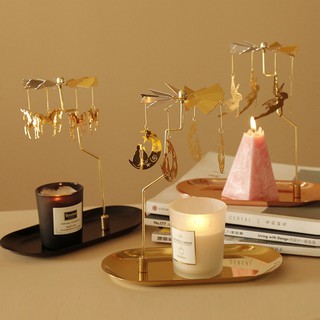 Tray Rotating Candle Holder Aromatherapy Candle ที่วางไฟหมุนได้แสงเทียนโรแมนติกตกแต่งสร้างสรรค์สไตล์นอร์ดิกสำหรับอาหารค่
