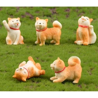 ฝูงชิบะ [ เซต 5 ชิ้น ] ตุ๊กตาจิ๋ว โมเดลจิ๋ว แต่งสวน