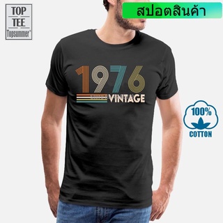 เสื้อยืดผ้าฝ้าย สีดํา สไตล์วินเทจ 1976