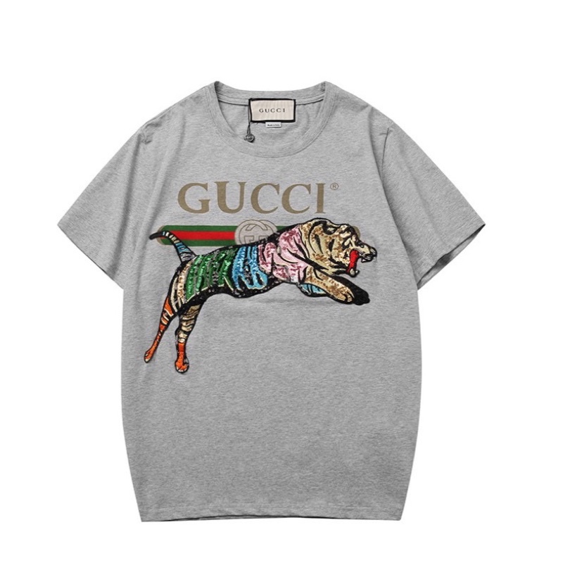 เสื้อยืด GG คอกลม แขนสั้น T-shirt ลายแบรนด์สุดฮิต