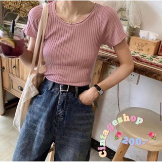 Cintage - เสื้อไหมพรมยืดสีชมพู