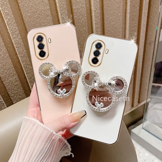 เคสโทรศัพท Huawei Nova Y70 Nova 9 SE 8i Honor X9 5G New Soft Casing เคส Electroplating TPU Phone Case with Cute Mickey Head Mirror Stand Phone Back Cover