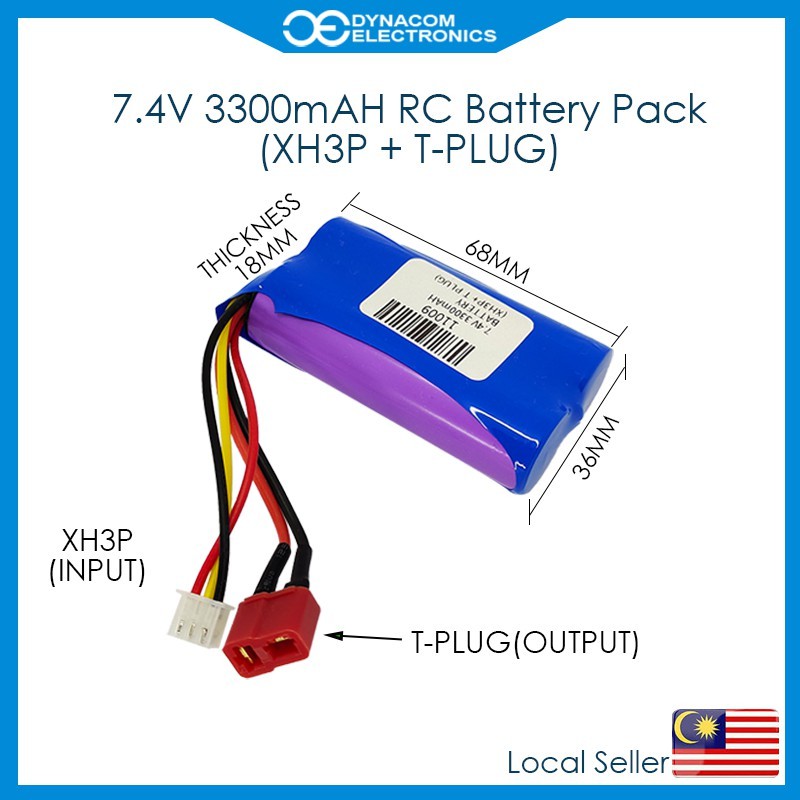 7.4V 3300mAH 18650 แบตเตอรี่ Li-Ion แบบชาร์จไฟได้สําหรับ RC รถแบตเตอรี่และเรือ [Bateri Li-Ion Boleh 