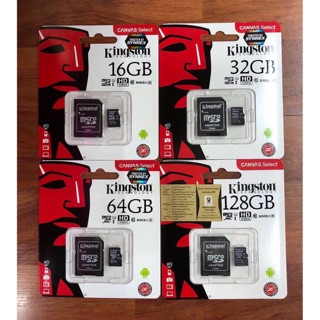 ของแท้ Kingston Micro SD Card Class10 ขนาดความจำ 16GB, 32 GB /64 GB/128G With Adapter แท้100% ช่วยเพิ่มพื้นที่